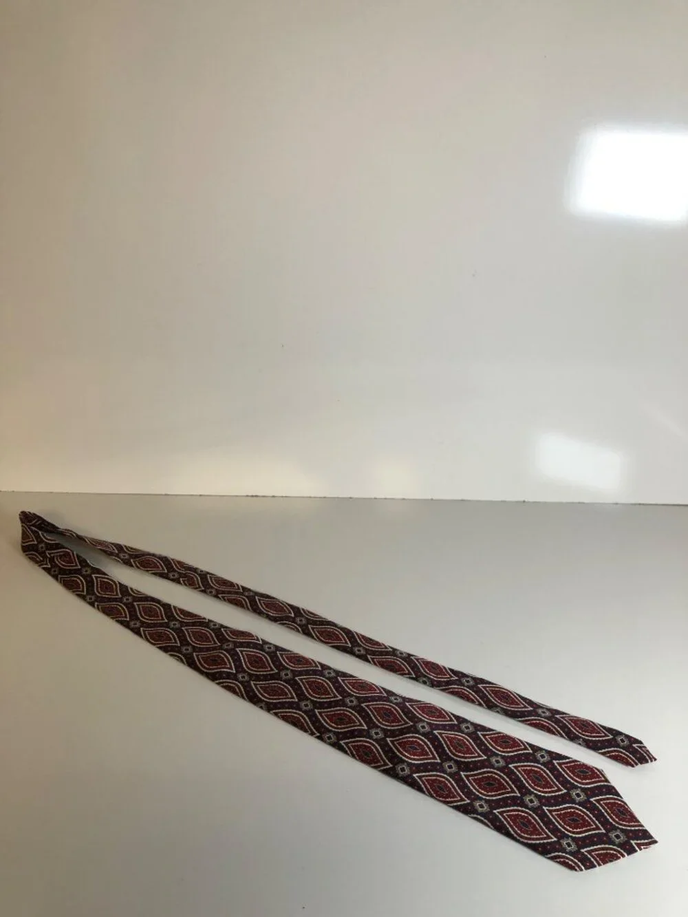 Faconnable Silk Tie Red Blue Paisley Mens Necktie France Office Work Formal Gift
